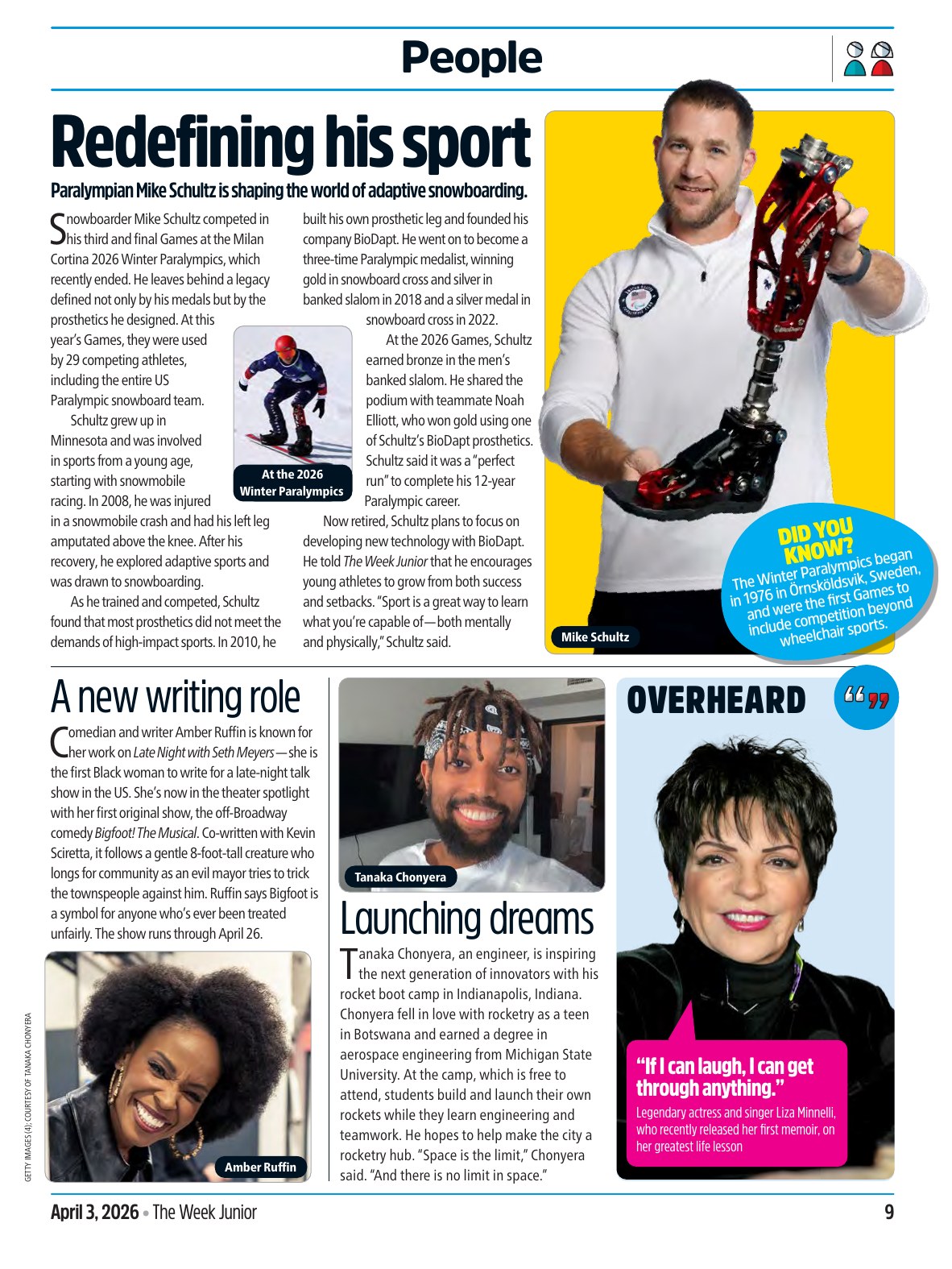 Profiled in The Week Junior - People section, page 9
