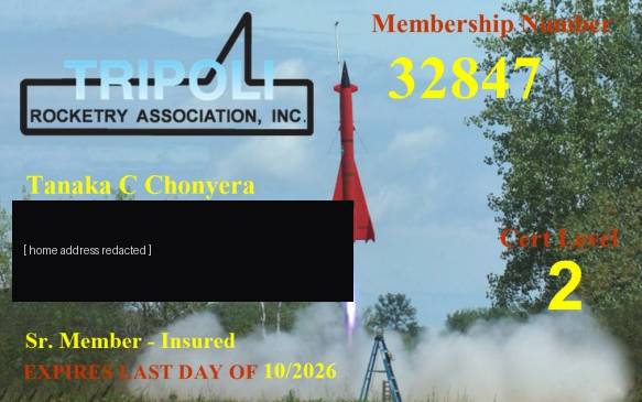 Tripoli membership card, Level 2, address redacted
